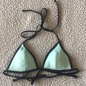 Pink bathing suit top. Mint green.